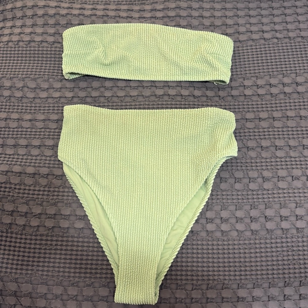 H&M key lime green bikini size 10 bottom size 6 top fits like M high waisted